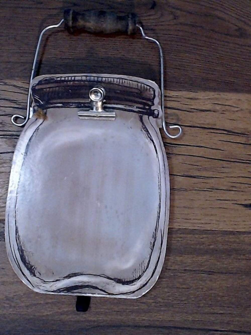 Mason Jar Shaped Clipboard with Easel Stand, Wire Bail and Wood Handle, 7 x 12 i